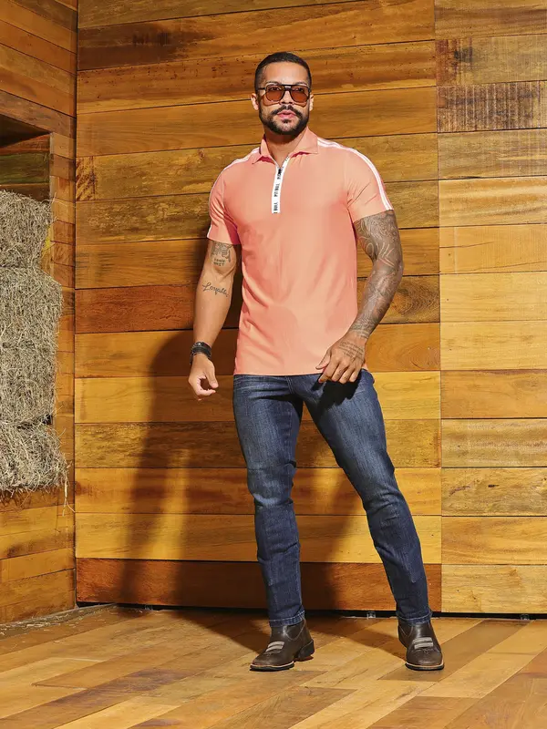 Polo Masculina Estilosa e Casual com Detalhes nas Mangas Pit Bull Jeans Luxo