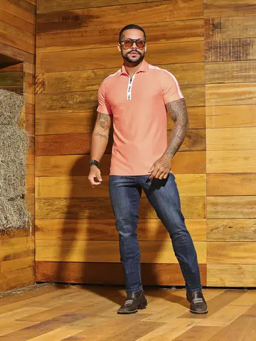 Polo Masculina Estilosa e Casual com Detalhes nas Mangas Pit Bull Jeans Luxo