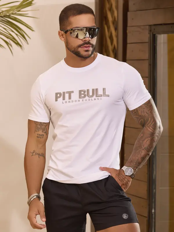 Camiseta Masculina Estilosa e Casual com Escrita em Relevo Pit Bull Jeans Premium