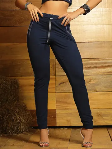 Calça Jogger Estilosa com Cordão de Amarração e Detalhes Laterais Pit Bull Jeans Luxo