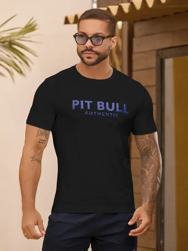 Camiseta Masculina Autêntica e Casual com Estampa em Relevo Pit Bull Jeans Premium