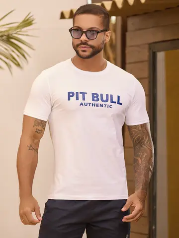 Camiseta Masculina Autêntica e Casual com Estampa em Relevo Pit Bull Jeans Premium