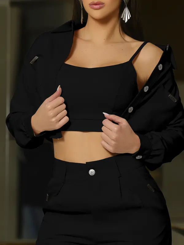 Conjunto Jaqueta, Top e Calça Elegante e Versátil Empório Pit Bull