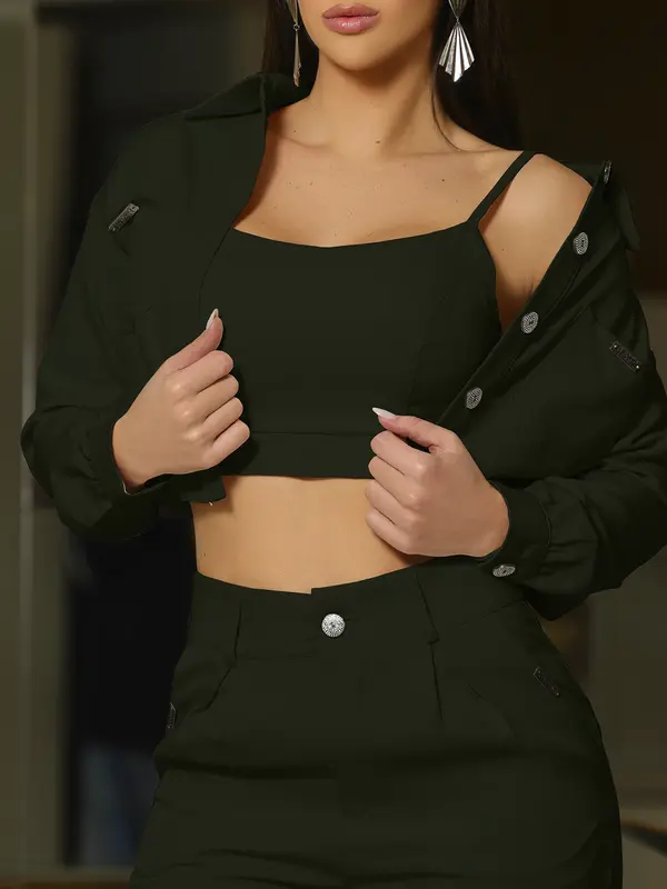 Conjunto Jaqueta, Top e Calça Elegante e Versátil Empório Pit Bull