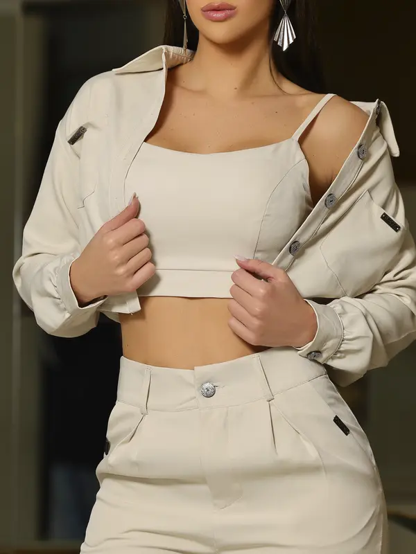 Conjunto Jaqueta, Top e Calça Elegante e Versátil Empório Pit Bull