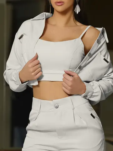 Conjunto Jaqueta, Top e Calça Elegante e Versátil Empório Pit Bull