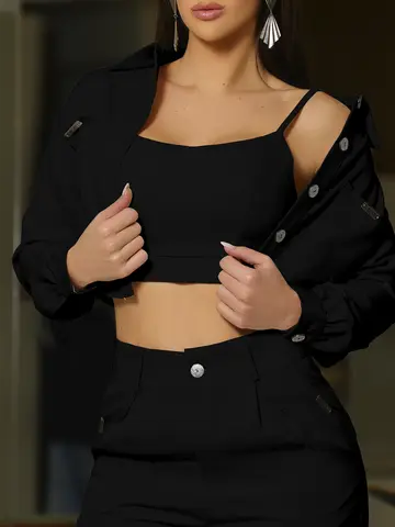 Conjunto Jaqueta, Top e Calça Elegante e Versátil Empório Pit Bull
