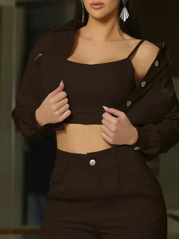 Conjunto Jaqueta, Top e Calça Elegante e Versátil Empório Pit Bull