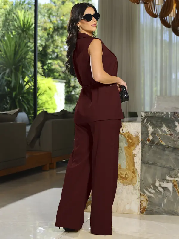 Conjunto Colete e Calça Pantalona Elegante com Caimento Sofisticado Empório Pit Bull