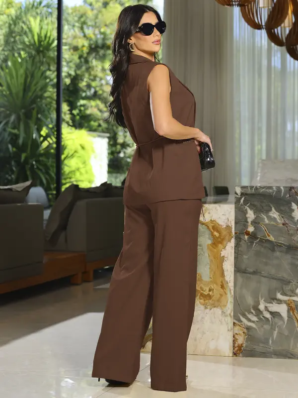 Conjunto Colete e Calça Pantalona Elegante com Caimento Sofisticado Empório Pit Bull