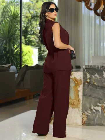 Conjunto Colete e Calça Pantalona Elegante com Caimento Sofisticado Empório Pit Bull
