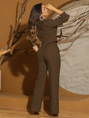 Conjunto Camisa e Calça Pantalona Elegante com Caimento Confortável Empório Pit Bull