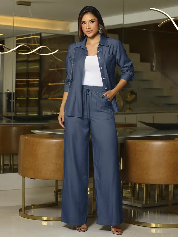 Conjunto Camisa e Calça Elegante com Modelagem Confortável Empório Pit Bull