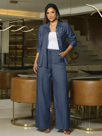 Conjunto Camisa e Calça Elegante com Modelagem Confortável Empório Pit Bull