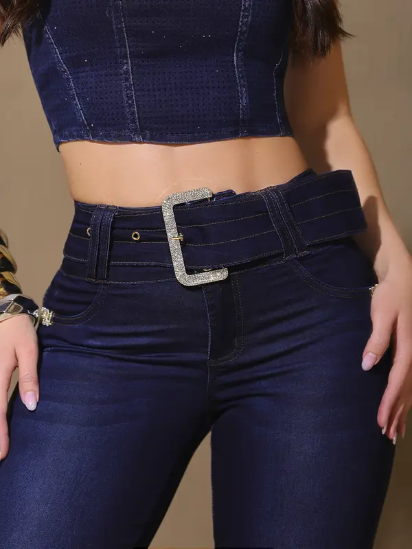 Calça Cós Largo Sofisticada e Casual com Cinto Personalizado Pit Bull Jeans Premium