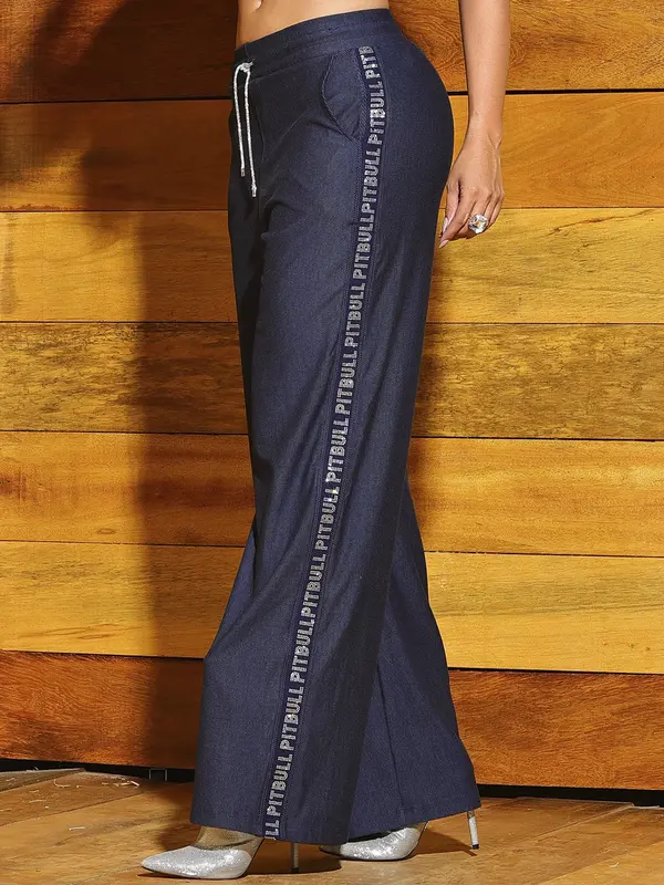 Calça Pantalona Estilosa e Confortável com Elásticos Personalizados Pit Bull Jeans Luxo