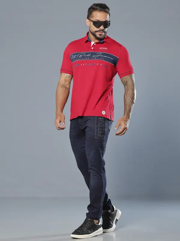Polo Masculina Refinada e Casual com Estampa em Relevo Pit Bull Jeans Luxo