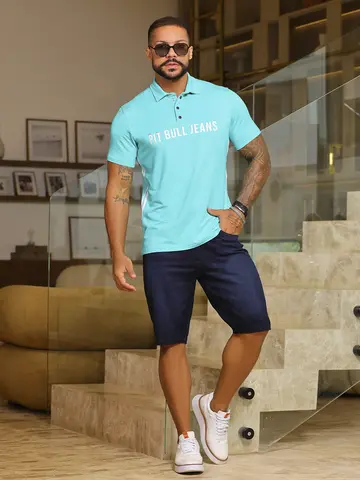 Polo Masculina Sofisticada e Confortável com Escrita em Relevo Pit Bull Jeans Luxo