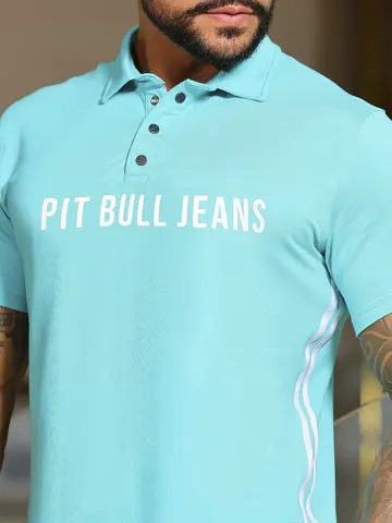 Polo Masculina Sofisticada e Confortável com Escrita em Relevo Pit Bull Jeans Luxo