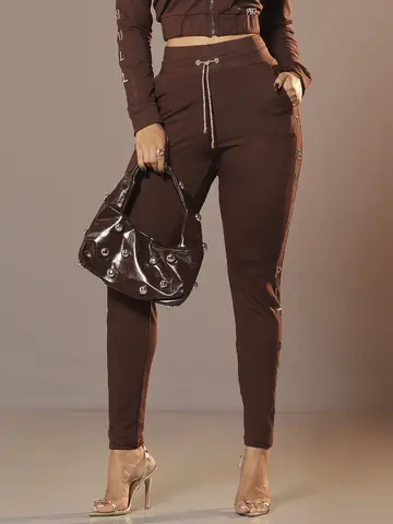 Calça Feminina Confortável com Lateral Personalizada e Cordão de Strass Pit Bull Jeans Luxo