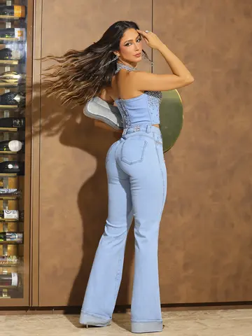 Corset Conceito Fashion e Estiloso com Detalhes de Pedrarias Pit Bull Jeans Luxo