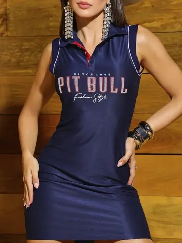 Vestido Polo Fashion e Estiloso com Estampa em Relevo Pit Bull Jeans Luxo