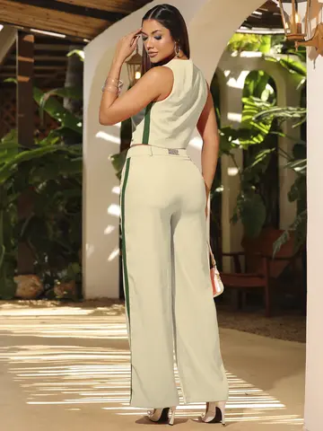 Conjunto Colete e Calça Empório Pit Bull Elegante e Versátil com Recortes Laterais