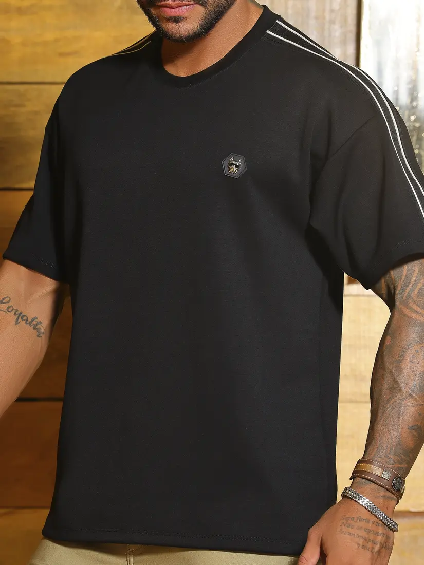 Camiseta Gola O Oversized Estilosa com Elástico Personalizado Pit Bull Jeans Luxo