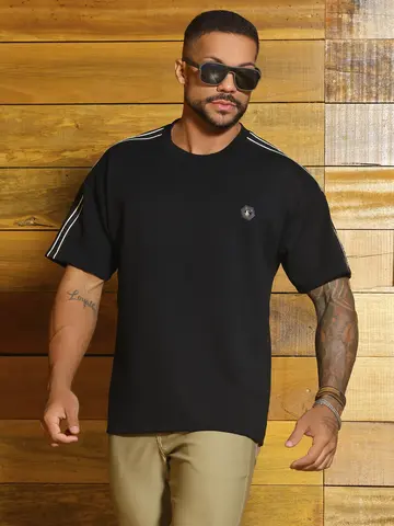 Camiseta Gola O Oversized Estilosa com Elástico Personalizado Pit Bull Jeans Luxo