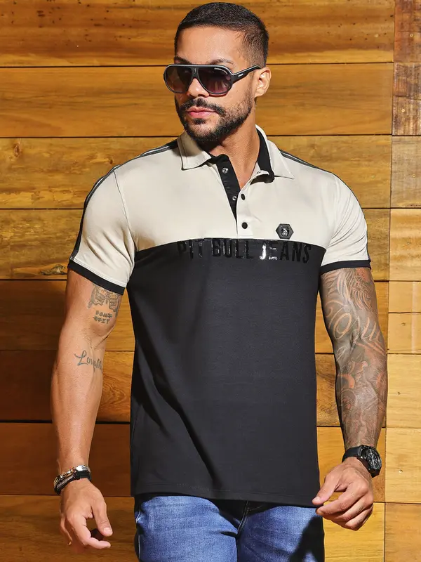 Polo Masculina Sofisticada e Autêntica com Estampa Frontal Pit Bull Jeans Luxo