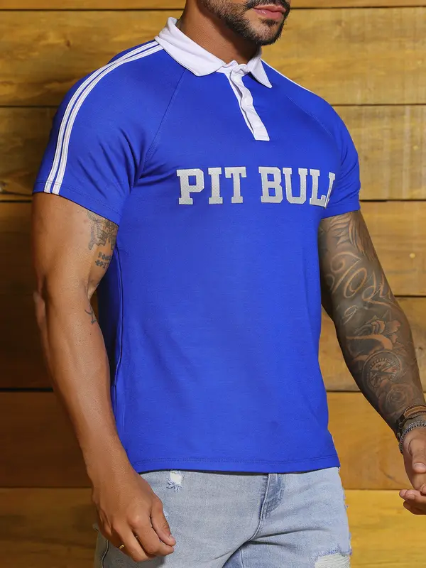 Camiseta Gola Polo Sofisticada e Casual com Estampa em Relevo Pit Bull Jeans Luxo