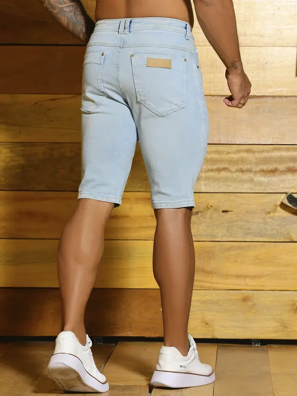 Bermuda Masculina Jeans Claro Estilosa e Casual com Caimento Confortável Pit Bull Jeans Luxo