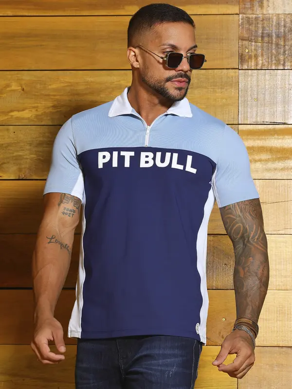 Camiseta Gola Polo Estilosa e Casual com Estampa em Relevo Pit Bull Jeans Luxo