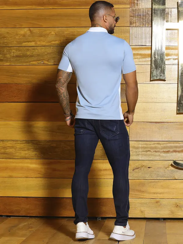 Camiseta Gola Polo Estilosa e Casual com Estampa em Relevo Pit Bull Jeans Luxo