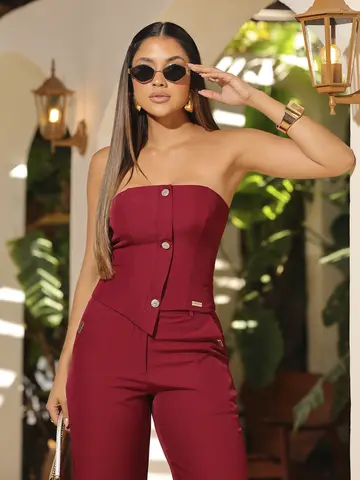 Conjunto Top e Calça Versátil com Modelagem Elegante Empório Pit Bull