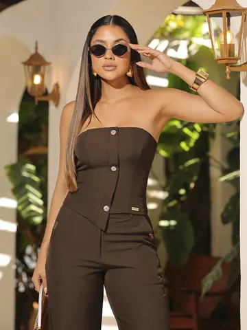 Conjunto Top e Calça Versátil com Modelagem Elegante Empório Pit Bull
