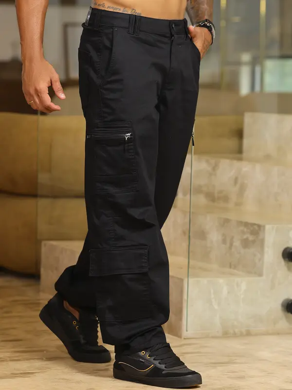 Calça Baggy Masculina Estilosa e Confortável com Bolsos Cargo Pit Bull Jeans Luxo