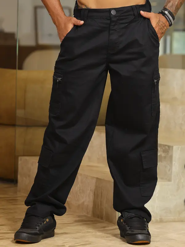 Calça Baggy Masculina Estilosa e Confortável com Bolsos Cargo Pit Bull Jeans Luxo