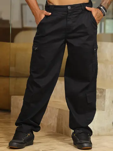 Calça Baggy Masculina Estilosa e Confortável com Bolsos Cargo Pit Bull Jeans Luxo