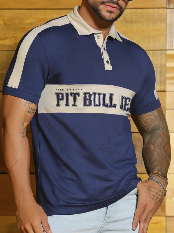 Polo Masculina Estilosa e Elegante com Estampa em Relevo Pit Bull Jeans Luxo