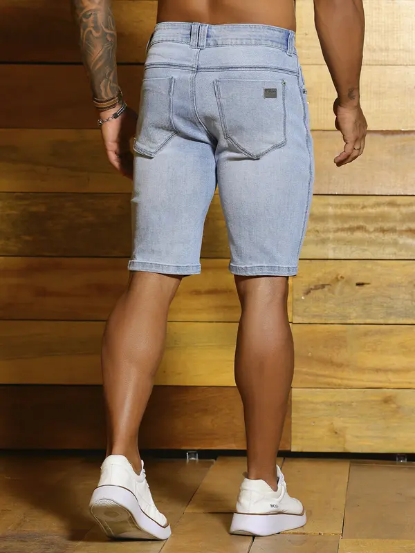 Bermuda Masculina Autêntica e Versátil com Detalhes Destroyeds Pit Bull Jeans Luxo