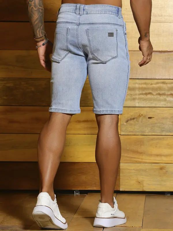 Bermuda Masculina Autêntica e Versátil com Detalhes Destroyeds Pit Bull Jeans Luxo