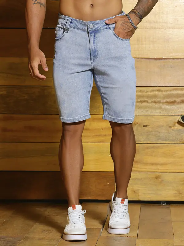 Bermuda Masculina Autêntica e Versátil com Detalhes Destroyeds Pit Bull Jeans Luxo