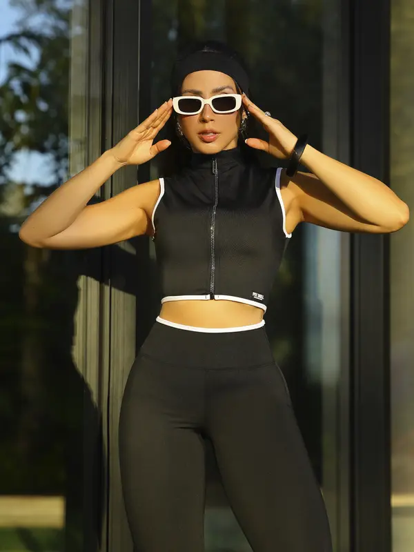 Conjunto Calça e Cropped Sofisticado com Modelagem Ajustada Pit Bull Jeans Fitness