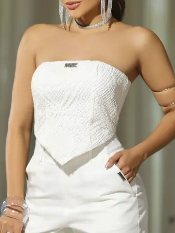 Conjunto Top Tomara que Caia e Short Alfaiataria Estiloso com Toque Elegante Empório Pit Bull