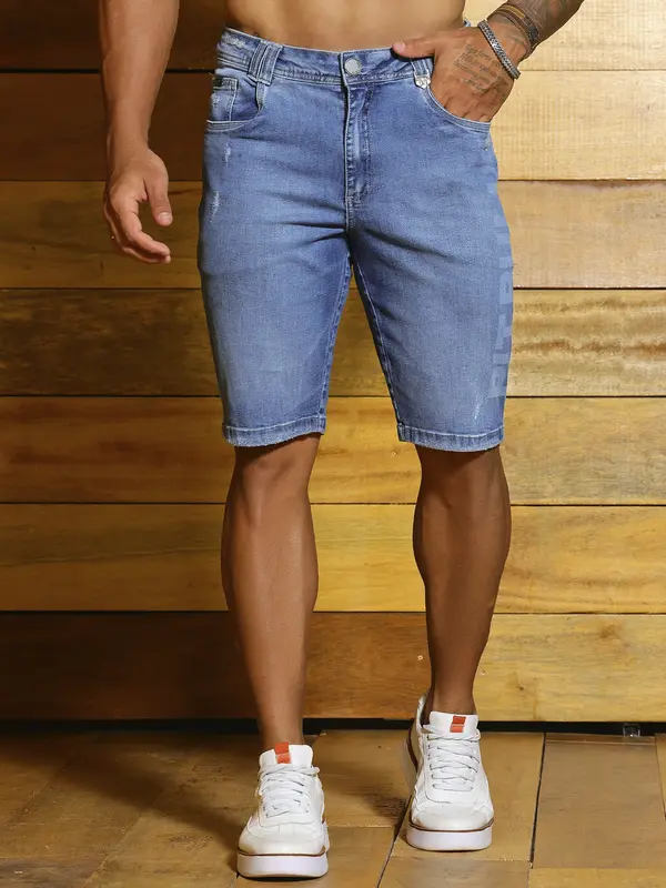 Bermuda Masculina Autêntica e Casual com Detalhe a Laser Pit Bull Jeans Luxo
