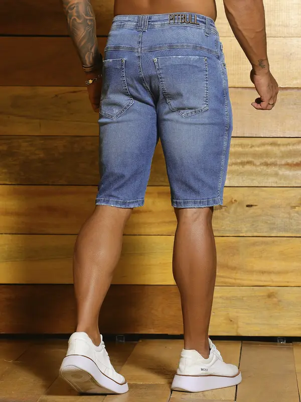 Bermuda Masculina Autêntica e Casual com Detalhe a Laser Pit Bull Jeans Luxo