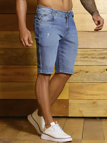 Bermuda Masculina Autêntica e Casual com Detalhe a Laser Pit Bull Jeans Luxo
