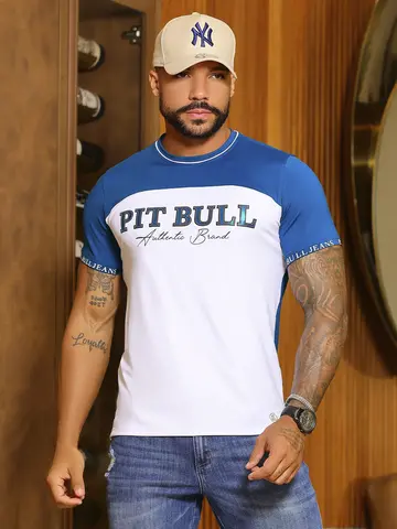 Camiseta Gola O Autêntica e Elegante com Estampa em Relevo Pit Bull Jeans Luxo