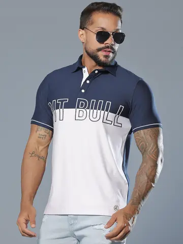 Polo Masculina Elegante e Casual com Estampa em Relevo Pit Bull Jeans Luxo